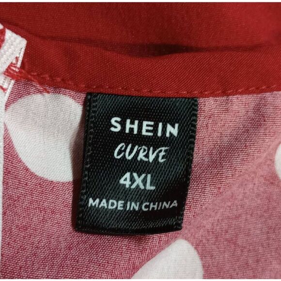Shein Dress Ladies 4xl Read Measurements Red White Polka Dot Midi Sleeveless Cut - Picture 5 of 7